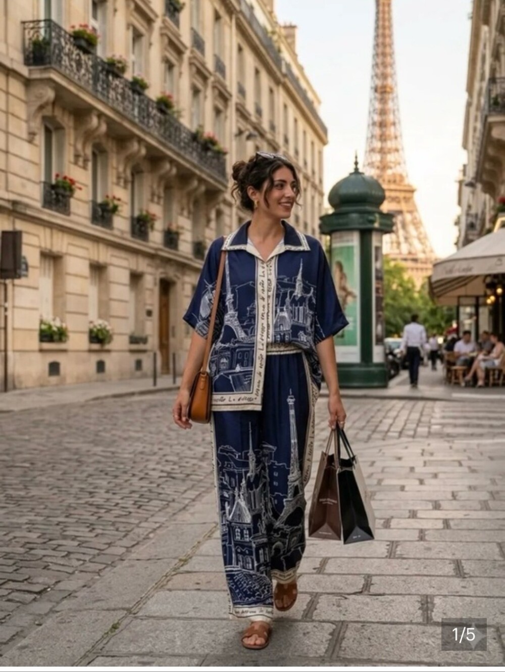 Mafe In Italy Paris Tour Eiffel Printed V8scose Blend Set